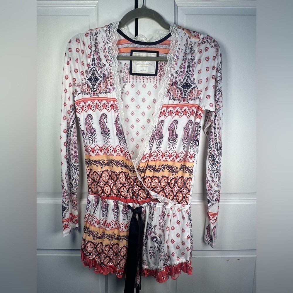 NWT Abercrombie & Fitch Sleepwear Collection Paisley Floral Lace Romper Size S - Picture 2 of 7